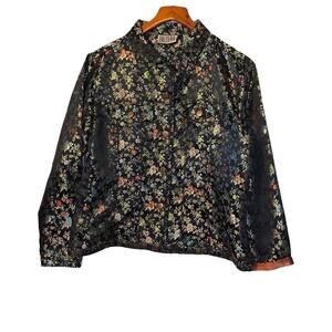 Vintage 1990's Bill Blass Oriental Blue Floral jacket Satin